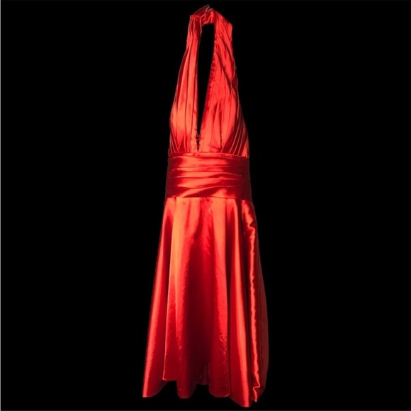 Vintage red satin halter dress for pinup girl, Marilyn. - Picture 2 of 4